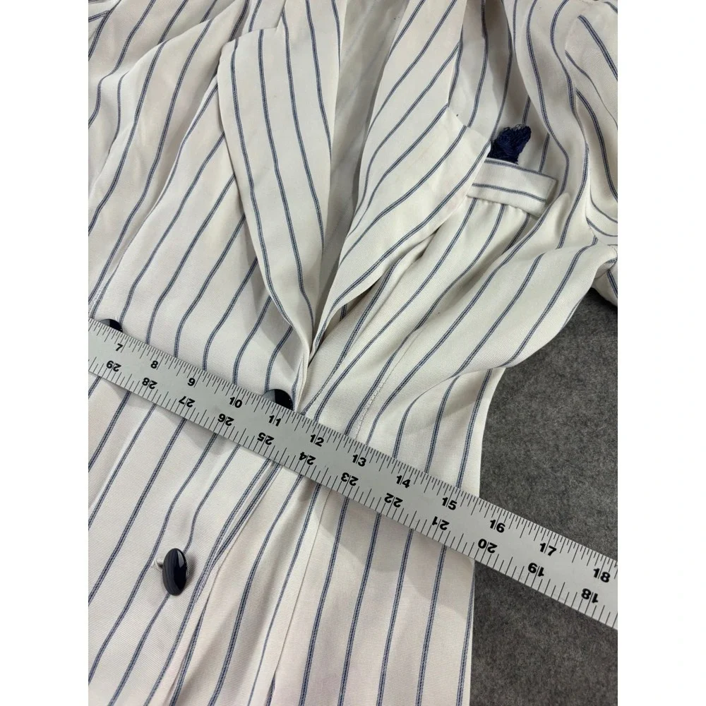VTG Perceptions Womens 5/6 Double Breasted Pinstripe Dress Navy Nautical 80s